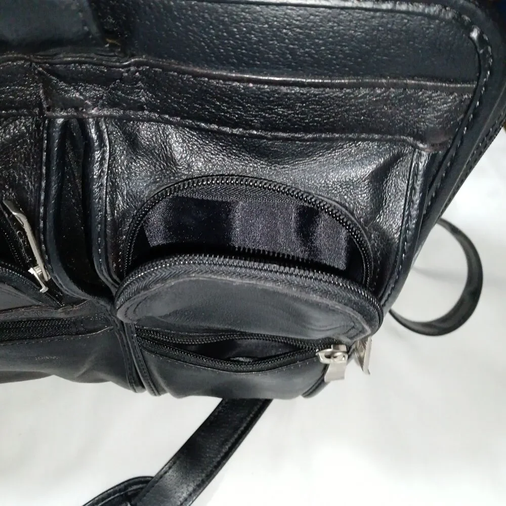 McKlein Black Leather Laptop Briefcase Dual Expandable 16 x 13 x 5 Inch Shoulder